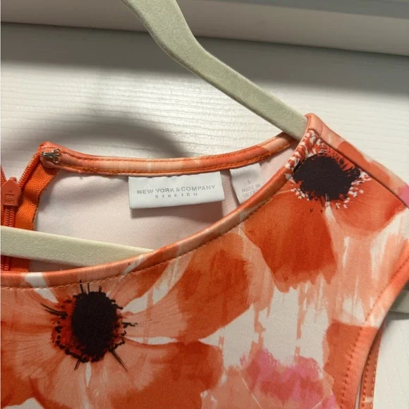 New York & Company Orange Pink Sheath Midi Dress - Picture 3 of 3